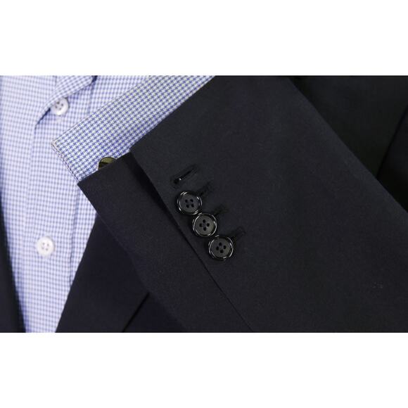 Custom Tailored Solid Navy Blue 2-Btn Wool Blazer Jacket 38S - Picture 6 of 10